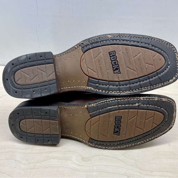 (SOLD) Rocky Boots 12” Western Brown Slip On Square Toe 13W - Picture 7 of 12